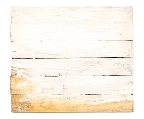 istock Grunge white painted wood board isolated on white background. 913819446