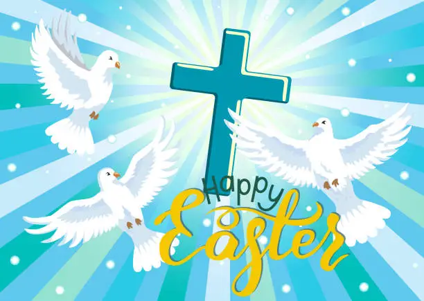 Vector illustration of Happy Easter.