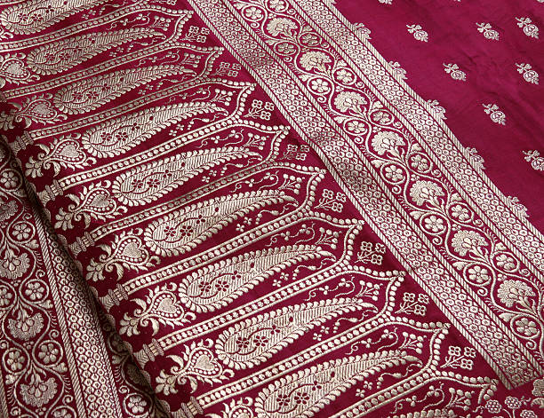 istock Indian Saree embroidery design close-up 91382300