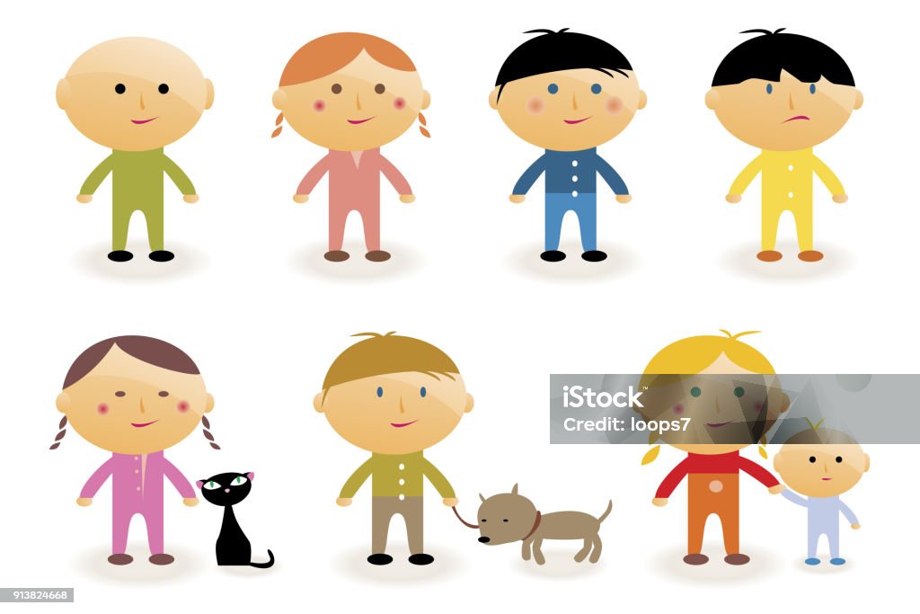 Cartoon Children Collection Various Children Collection Adult stock vector