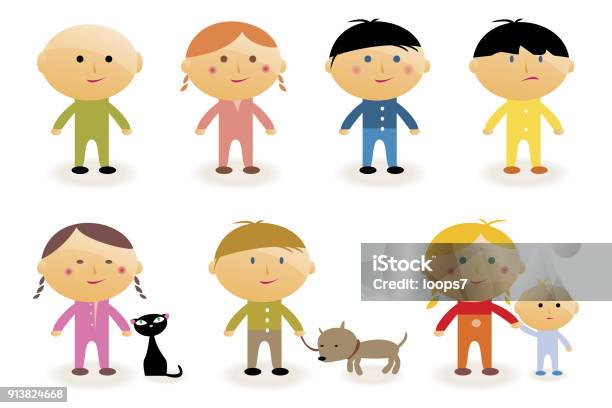 Cartoon Children Collection Stock Illustration - Download Image Now - Adult, Animal, Art