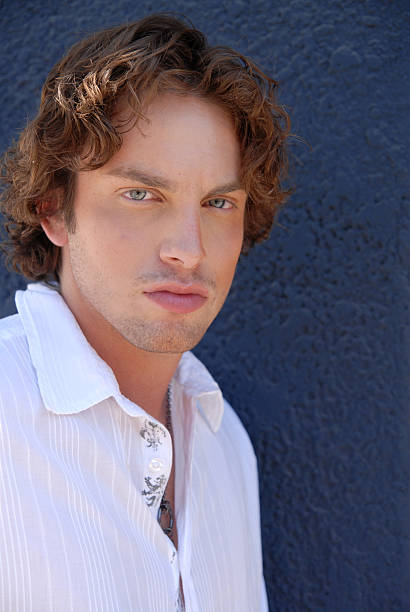 istock Handsome male in white shirt 91383276