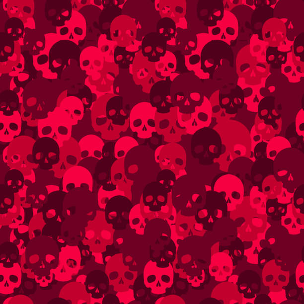 Skull camo seamless pattern. Red camouflage. Skull camo seamless pattern. Red camouflage. Vector background for your design. red camouflage pattern stock illustrations