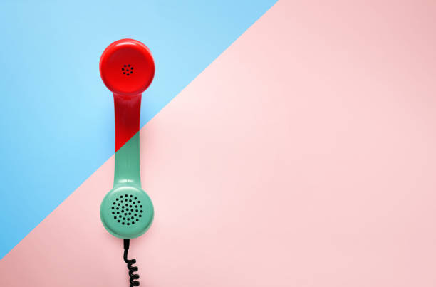 istock Vintage phone, flat lay. 913843332