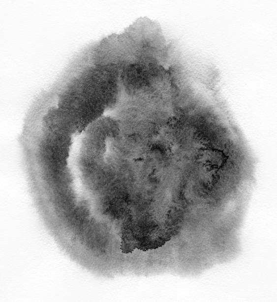 istock Black spot on watercolor paper. 913849968