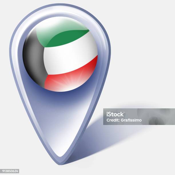 Kuwait Button Kuwait Button Map Pointer With Kuwaiti Flag Isolated On White Stock ...
