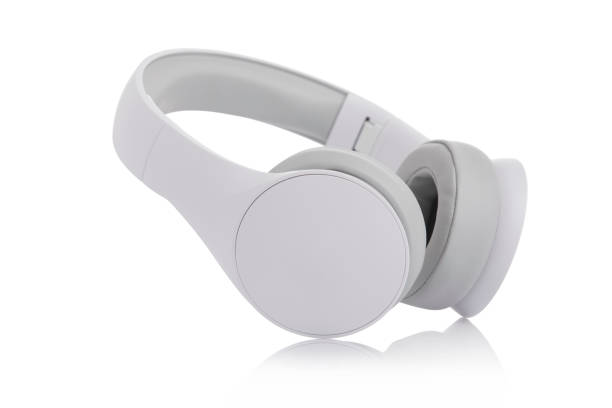 White headphones White headphones on white background. disko bay stock pictures, royalty-free photos & images