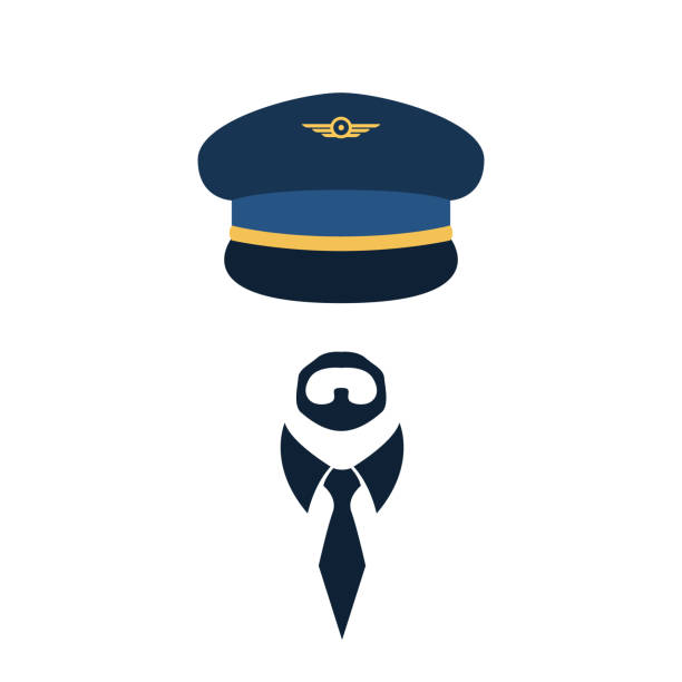 ilustrações, clipart, desenhos animados e ícones de retrato de um piloto em um chapéu e gravata. ilustração em vetor. - symbol human bone human joint computer icon
