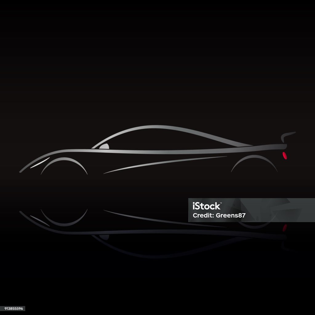 Sports car design on black background with reflection. Vector illustration. Car stock vector