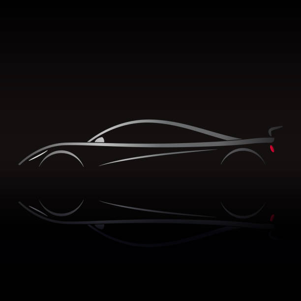 Sports car design on black background with reflection. Vector illustration. Sports car design on black background with reflection. Vector illustration. audi stock illustrations