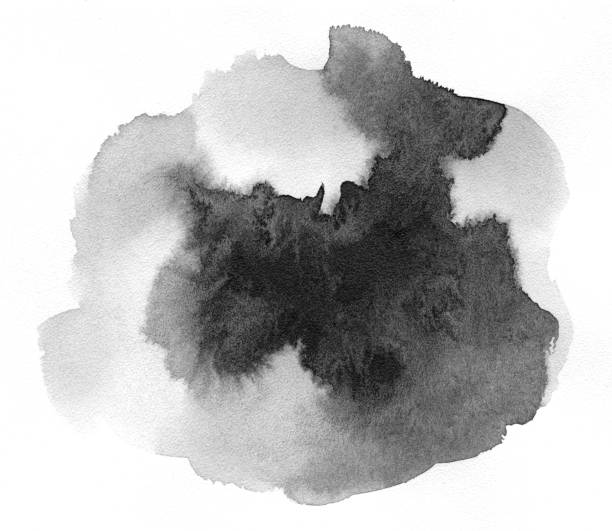istock Black spot on watercolor paper. 913857684