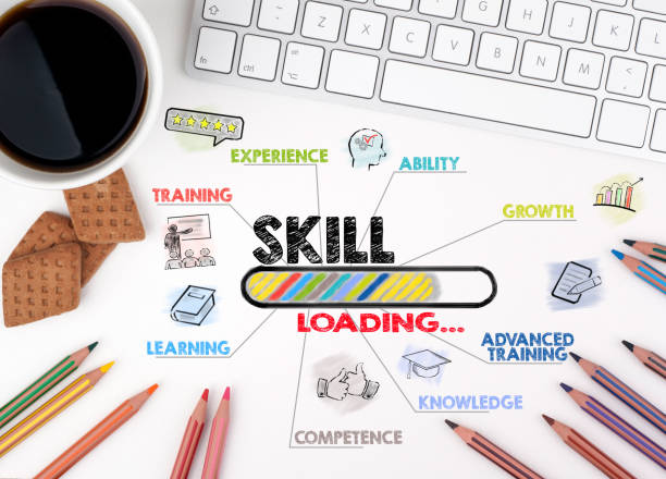 istock skill, Business concept. Chart with keywords and icons. White office desk 913859070