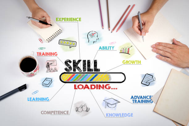 istock skill Concept. Chart with keywords and icons. The meeting at the white office table 913859100