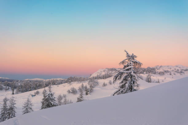 istock Magical sunset winter in Julian Alps mountains 913868758