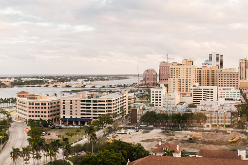 Aerial view of Downtown West Palm Beach and Palm Beach Island from the 14th floor of the Northbridge building in West Palm Beach.