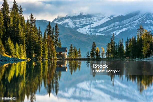 Lake Agnes Teahouse Reflection Stock Photo - Download Image Now - Lake, Tea Room, Banff National Park