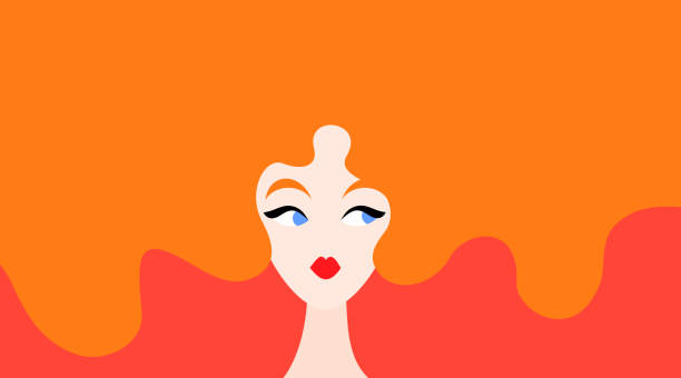 ilustracja rudowłosej kobiety - art beauty beautiful hairstyle stock illustrations