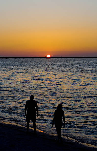 istock Couple Walking on Beach Admiring the Sunset 91388190
