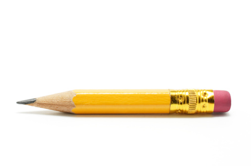 Wooden pencil with metal sharpener