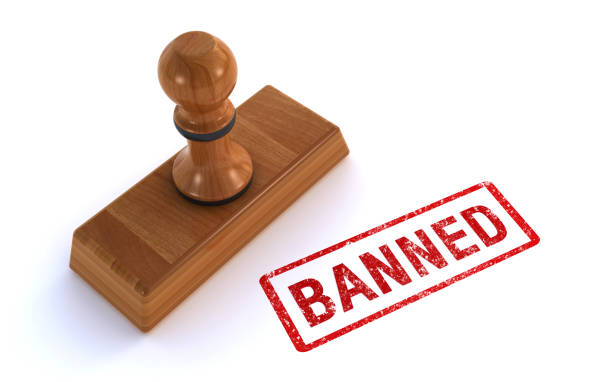 rubber stamp banned stock photo