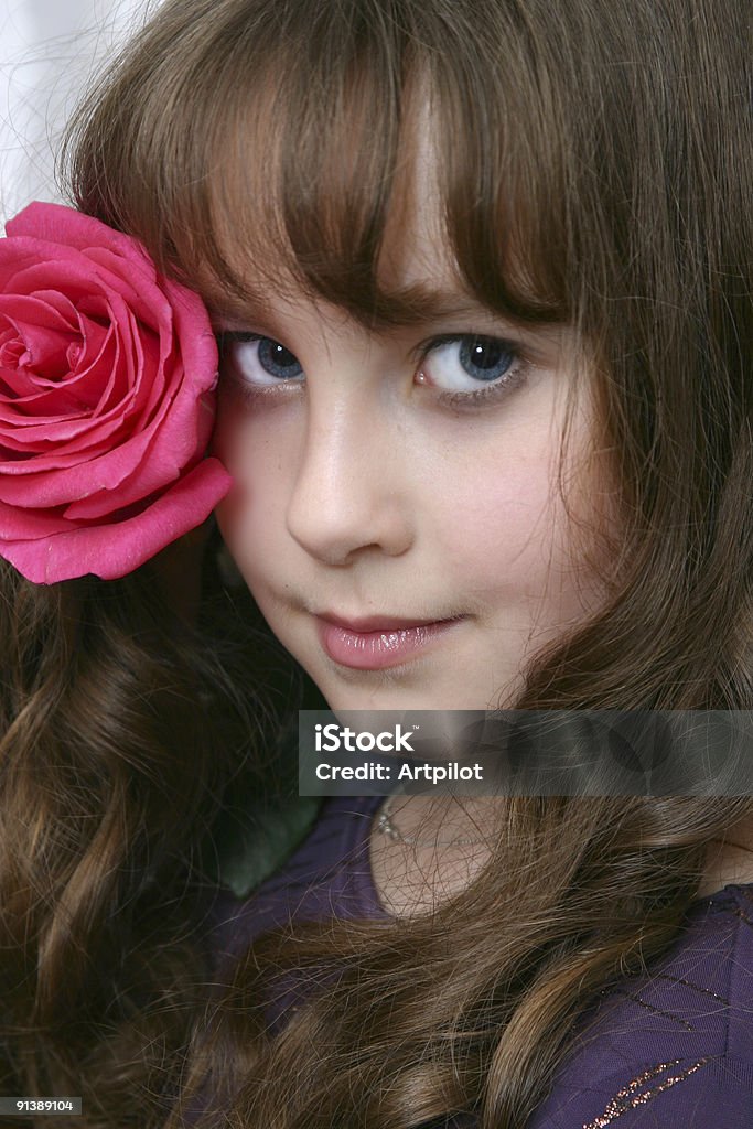 Retrato com Rosa vermelha. - Royalty-free Adolescente Foto de stock