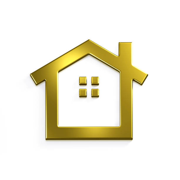 istock Gold Real Estate House Image. 3D Render Illustration 913903580