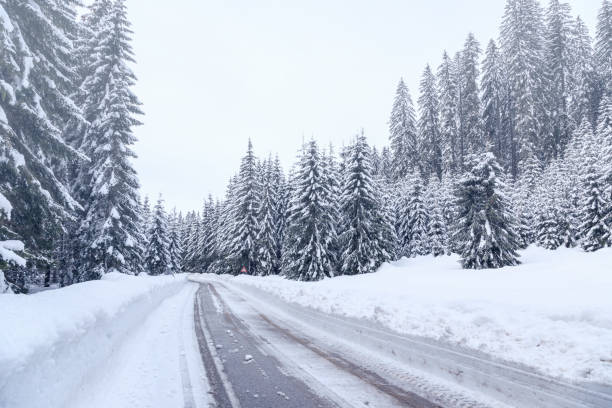 istock Snowy winter road in Julian Alps 913903820