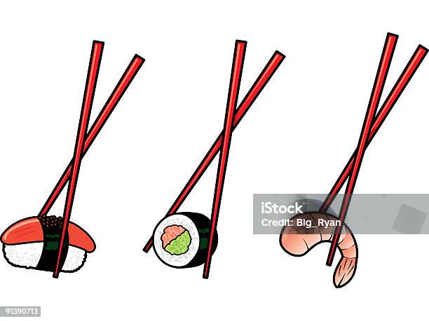 Ilustración de Sushi y más Vectores Libres de Derechos de Alimento - Alimento, Arroz - Comida básica, Arroz - Grano