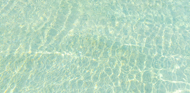 istock Swimming pool blue water with a wave and sunlight reflection 913922488