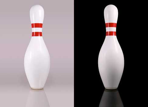 10 Bowling Pins isolated on white background