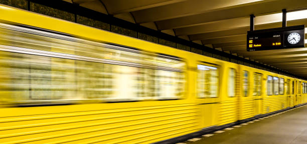 istock Blurred Motion Of Train In Subway Station 913942656