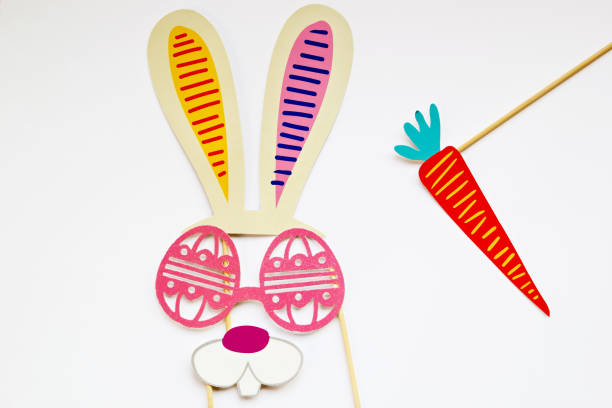 Easter photo booth props on a white background