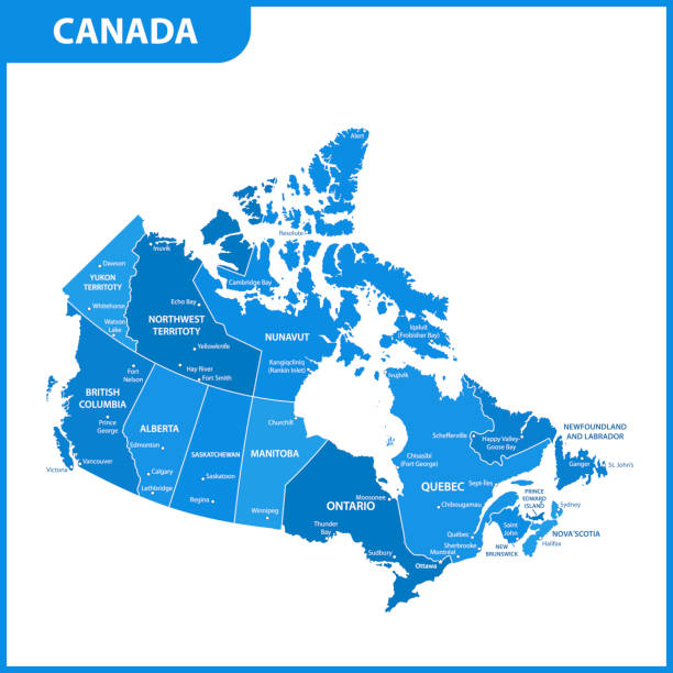 ilustrações de stock, clip art, desenhos animados e ícones de the detailed map of the canada with regions or states and cities, capitals - alberta map canada province