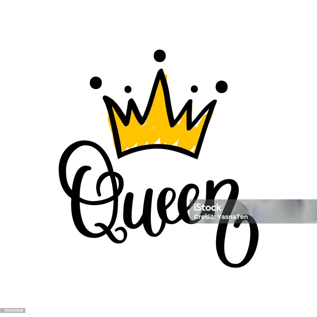 Queen Crown Vector Calligraphy Design Stock Illustration ...