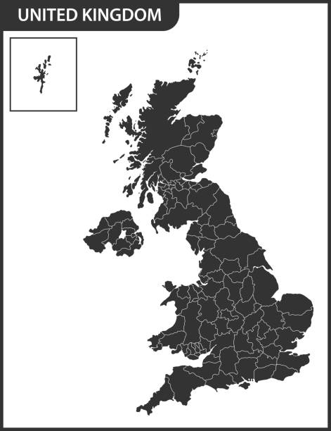 illustrations, cliparts, dessins animés et icônes de la carte détaillée du royaume-uni avec les régions ou états. réelle uk pertinente actuel, grande-bretagne devision administrative. - uk map regions england