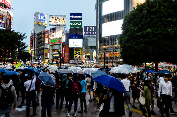 istock Busy street in Tokyo on rainy day 913954352