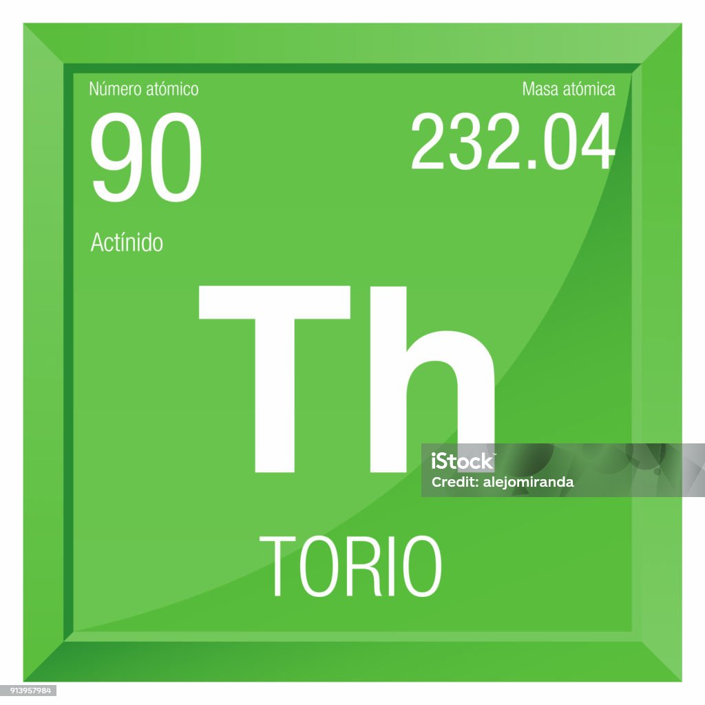 Torio symbol - Thorium in Spanish language - Element number 90 of the Periodic Table of the Elements - Chemistry Torio symbol - Thorium in Spanish language - Element number 90 of the Periodic Table of the Elements - Chemistry - Square frame with green background Atom stock vector Torio symbol - Thorium in Spanish language - Element number 90 of the Periodic Table of the Elements - Chemistry Torio symbol - Thorium in Spanish language - Element number 90 of the Periodic Table of the Elements - Chemistry - Square frame with green background Atom stock vector
