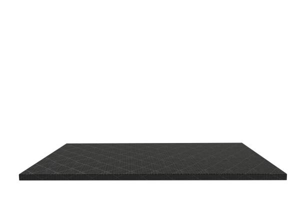 istock Empty top of carbon fiber inlay unidirectional table or counter isolated on white background. For product display 913965430