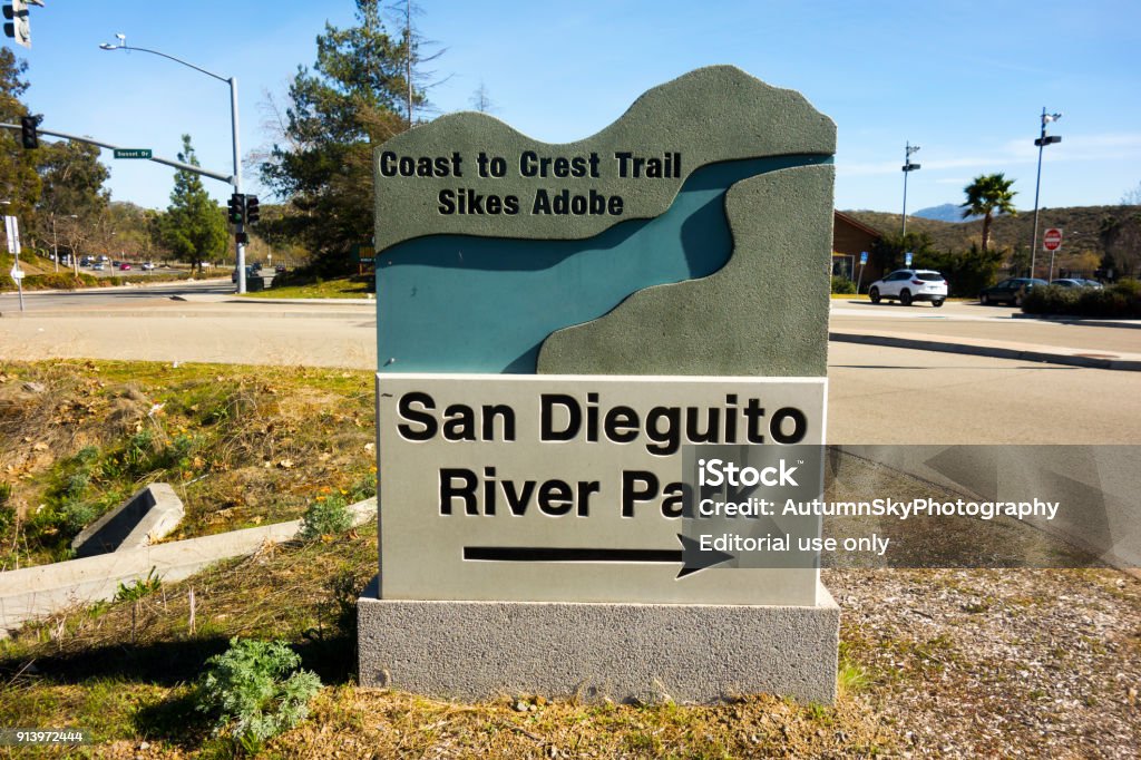 San Dieguito River Park giriş tablo bilgi işareti - Royalty-free Kaliforniya Stok görsel