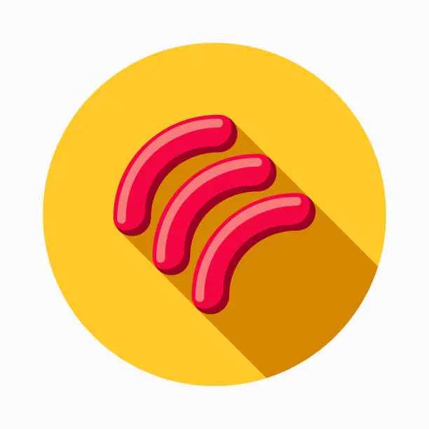 Vector illustration of Sausage Flat Design Fast Food Icon