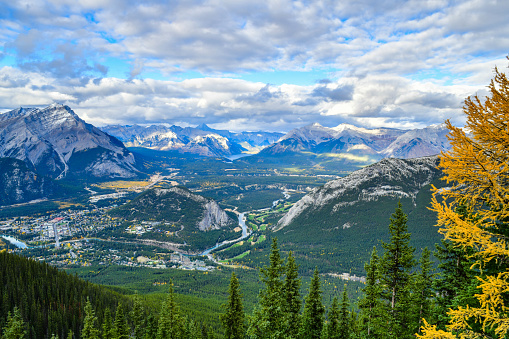 Sulphur Moutain overlooks the Bow Valley and the town of Banff.Canada