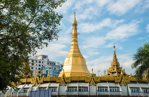The Sule Paya is a small pagoda located in the center of Yangon. The pagoda, known in Burmese as the Kyaik Athok Zedi, is surrounded by busy streets, a market and colonial era buildings like the Supreme court building and Yangon city hall.