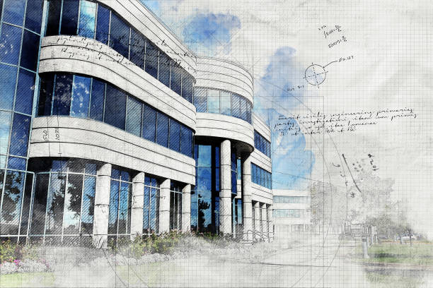 istock Modern Office Building Entrance with Grunge Effect 913988170