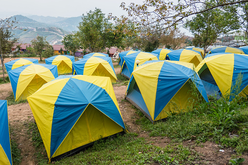 Tents for tourists on a hilltop in Phu Tubberk at Thailand. Travel in Thailand