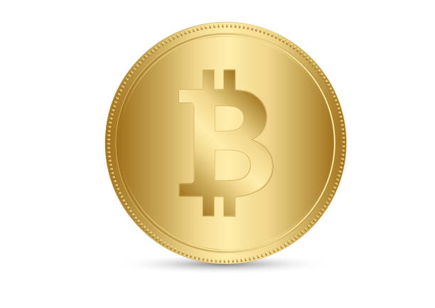 Golden bitcoin 3d vector illustration on white background, digital currency Golden bitcoin 3d vector illustration on white background, digital currency gold bitcoin stock illustrations