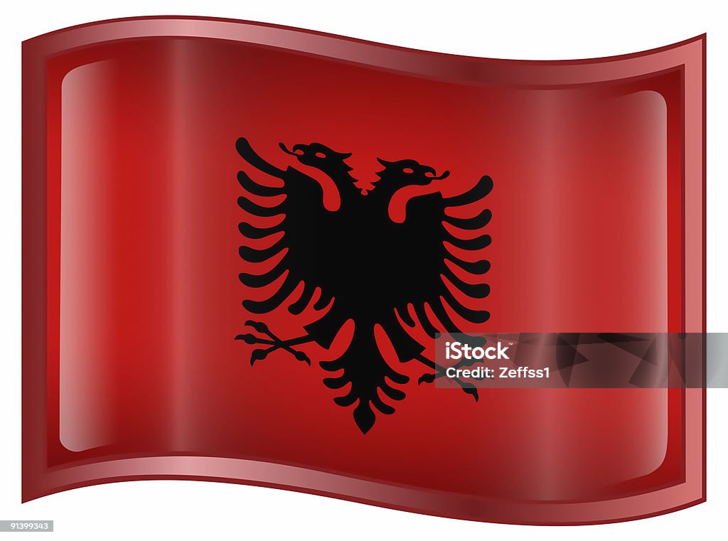 Albania Flag Icon, isolated on white background.  Albania Stock Photo