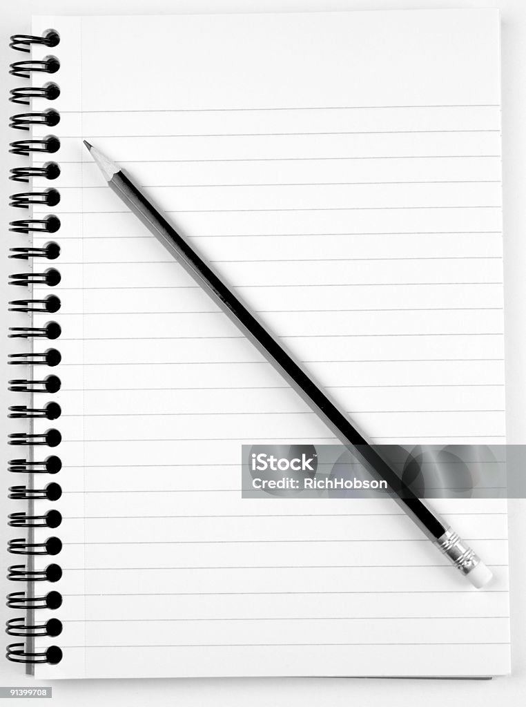 Libreta y lápiz - Foto de stock de Blanco y negro libre de derechos