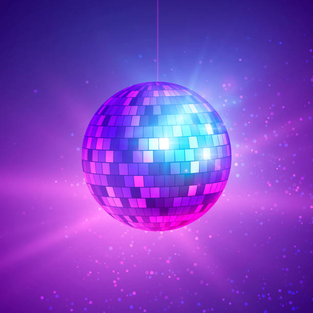 istock Disco ball with bright rays. Music and dance night party background. Abstract night club retro background 80s and 90s. Vector illustration on dark background 913999520