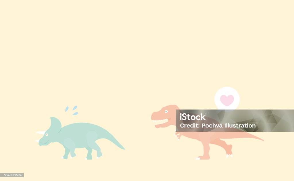 Tyrannosaurus playing with Triceratops vector illustration vector illustration Chasing stock vector