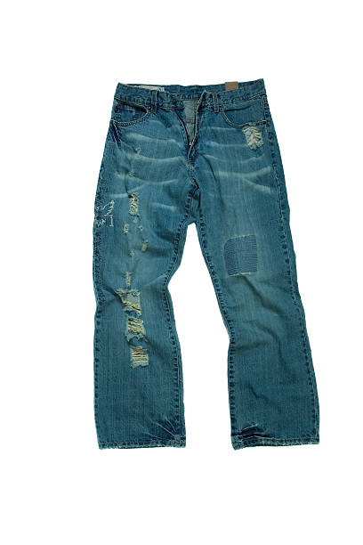 istock Ripped, Torn, and Faded Jeans on White Background 91400432